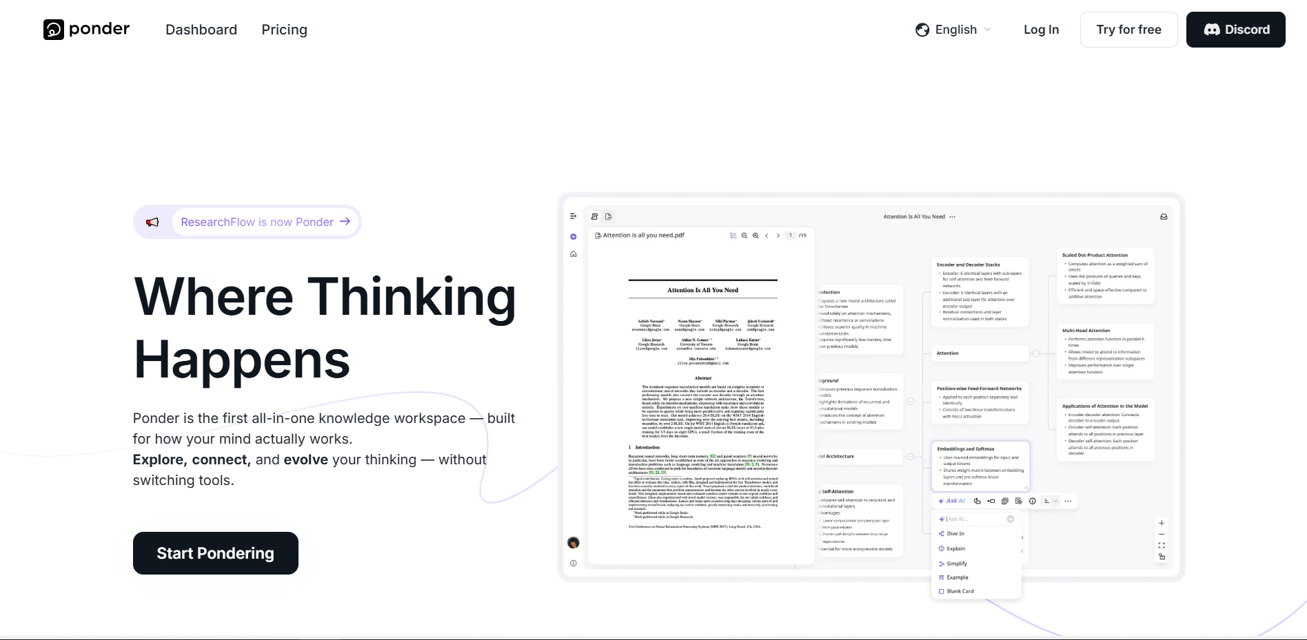 Read more about the article Ponder AI – AI knowledge management and mind mapping tool